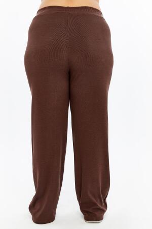 Rahat Kesim Büyük Beden Basic Pantolon Kahve - 5