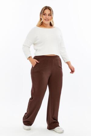 Rahat Kesim Büyük Beden Basic Pantolon Kahve - 6