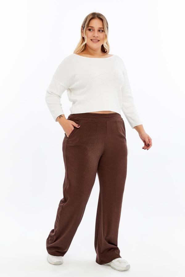 Rahat Kesim Büyük Beden Basic Pantolon Kahve - 6