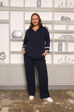 Rahat Kesim Büyük Beden Basic Pantolon Lacivert - 5