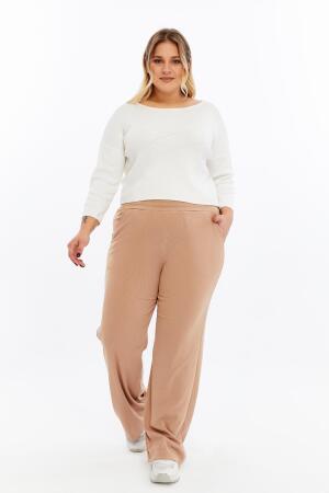 Rahat Kesim Büyük Beden Basic Pantolon Vizon - 6