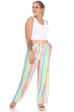 Rainbow Loose Plus Size Trousers Colorful - 1