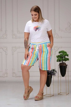 Rainbow Plus Size Shorts Colorful - 1
