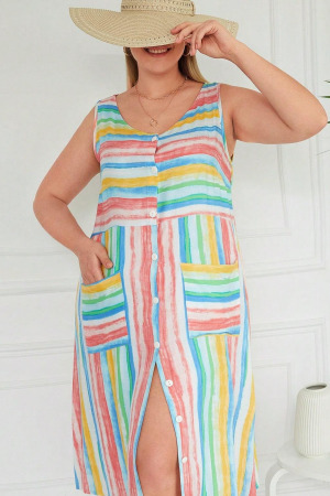 Rainbow Pocket Dress Colorful - 1
