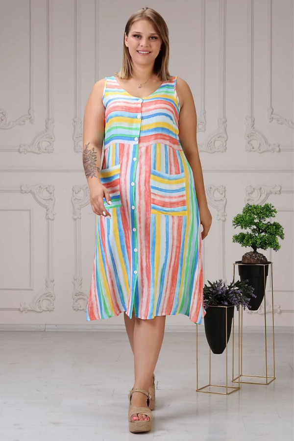 Rainbow Pocket Dress Colorful - 2