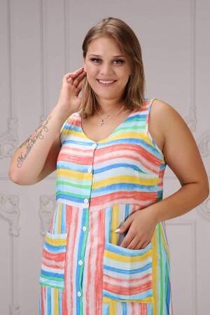 Rainbow Pocket Dress Colorful - 2