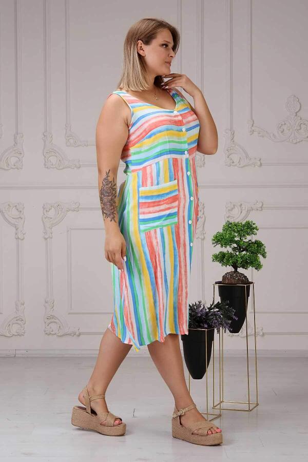 Rainbow Pocket Dress Colorful - 3