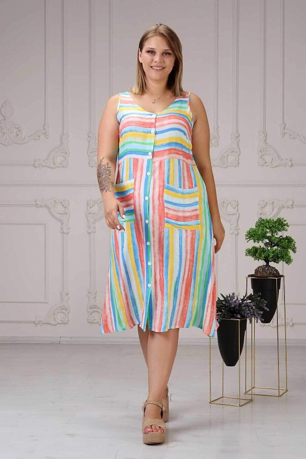 Rainbow Pocket Dress Colorful - 4