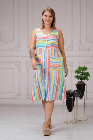 Rainbow Pocket Dress Colorful - 9