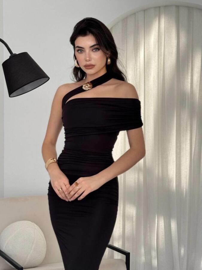 Reta Çapraz Omuz Elbise - 4