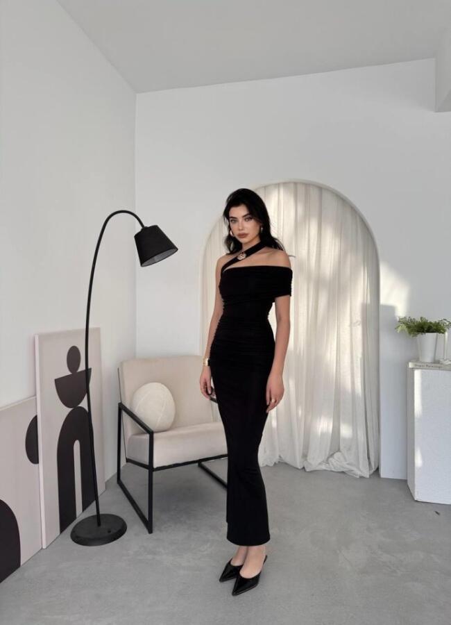 Reta Çapraz Omuz Elbise - 7