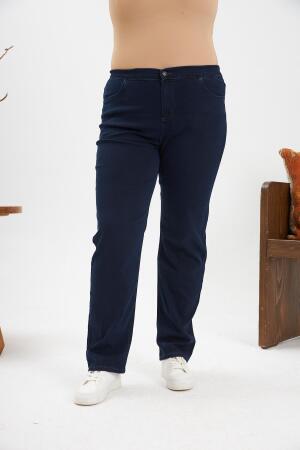 Beli Lastikli Büyük Beden Lacivert Kot Pantolon - RMG