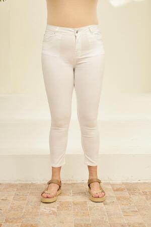Büyük Beden Beyaz Pamuk Pantolon - RMG