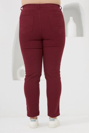 RMG Büyük Beden Bordo Pamuk Pantolon - 4