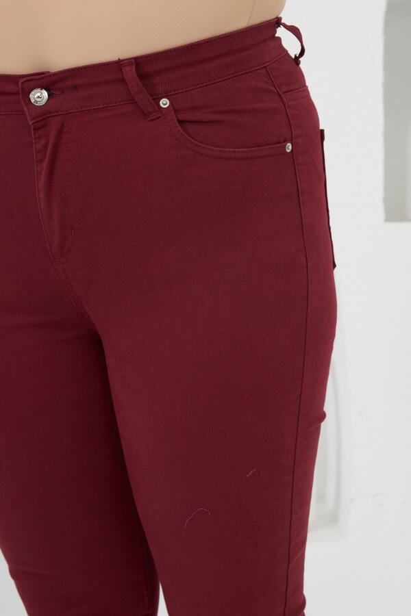 RMG Büyük Beden Bordo Pamuk Pantolon - 5