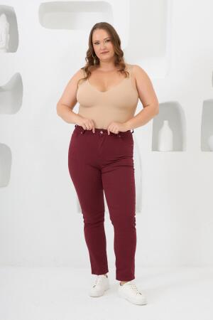 RMG Büyük Beden Bordo Pamuk Pantolon - 6