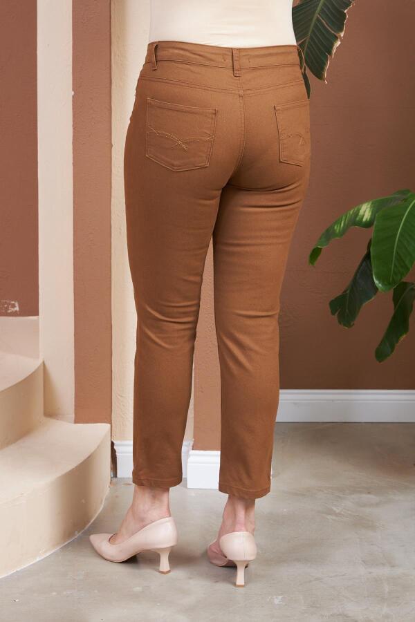 RMG Büyük Beden Camel Pamuk Pantolon - 4