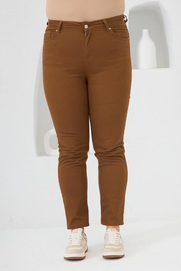 RMG Büyük Beden Camel Pamuk Pantolon - 2