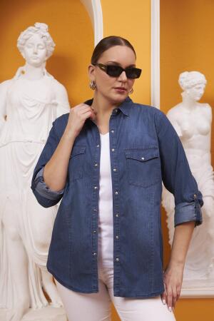 Rmg Büyük Beden Mavi Kot Gömlek - RMG (1)