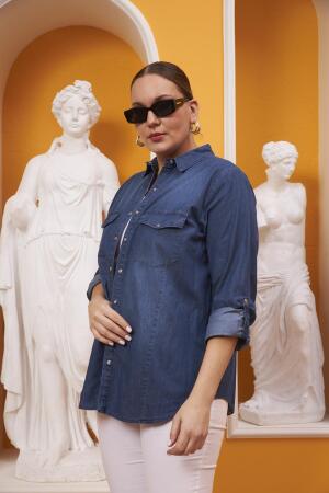 Rmg Büyük Beden Mavi Kot Gömlek - 3