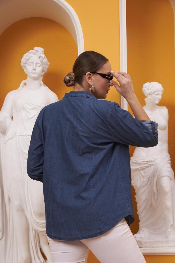 Rmg Büyük Beden Mavi Kot Gömlek - 4