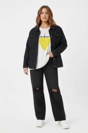 RMG Büyük Beden Siyah Kot Ceket - RMG (1)