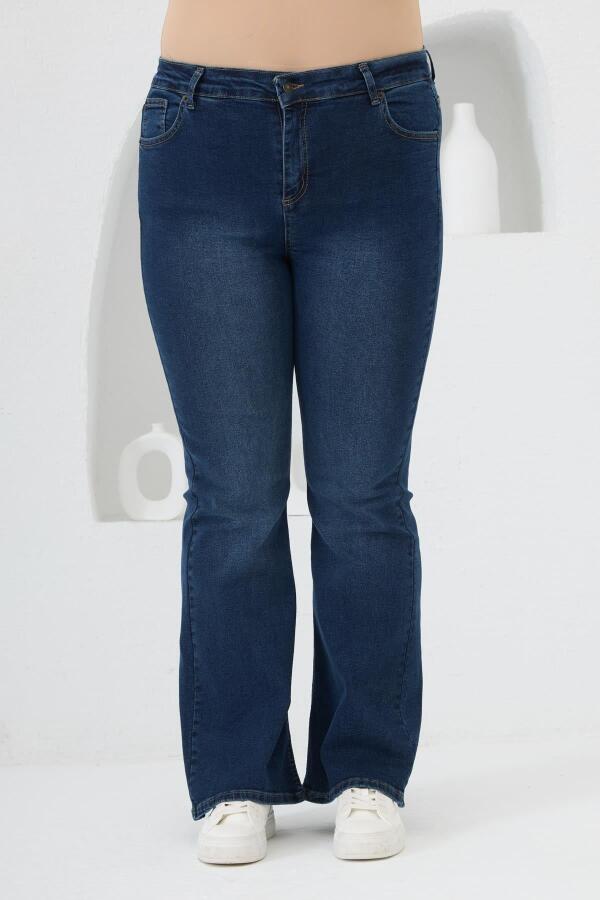 Rmg İspanyol Paça Büyük Beden Lacivert Kot Pantolon - 1