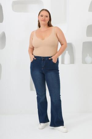 Rmg İspanyol Paça Büyük Beden Lacivert Kot Pantolon - 5