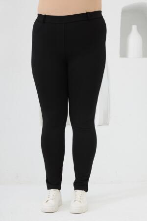 Siyah Büyük Beden Çelik Örme Tayt - RMG