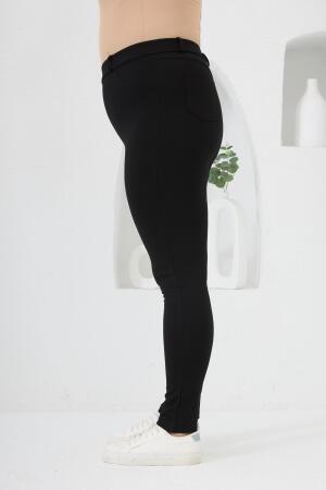 Siyah Büyük Beden Çelik Örme Tayt - RMG (1)