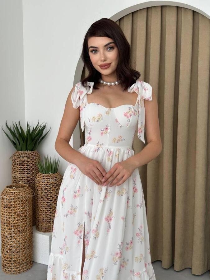 Roseta Bağlamalı Midi Elbise - 1