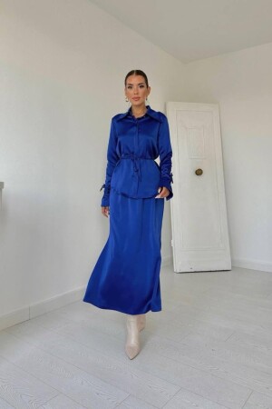 Saks Biyeli Gömlek Ve Etek Takım - ANGELINO BuyukBedeniz