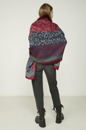 Şal Desenli Bordo Panço NW11188-3 - Angelino Butik (1)