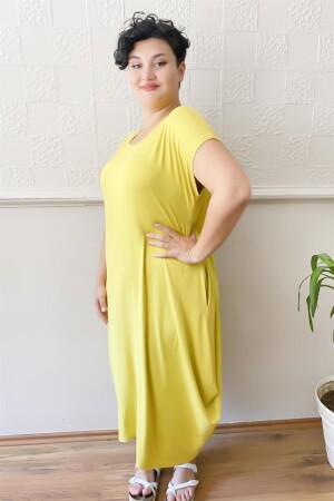 Casual Plus Size Combed Cotton Dress OLIVE - 2