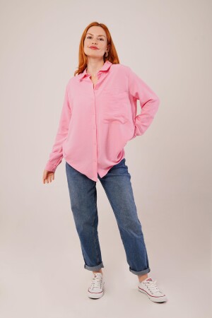 Salaş Kesim Cepli Pembe Gömlek - ANGELINO BuyukBedeniz (1)