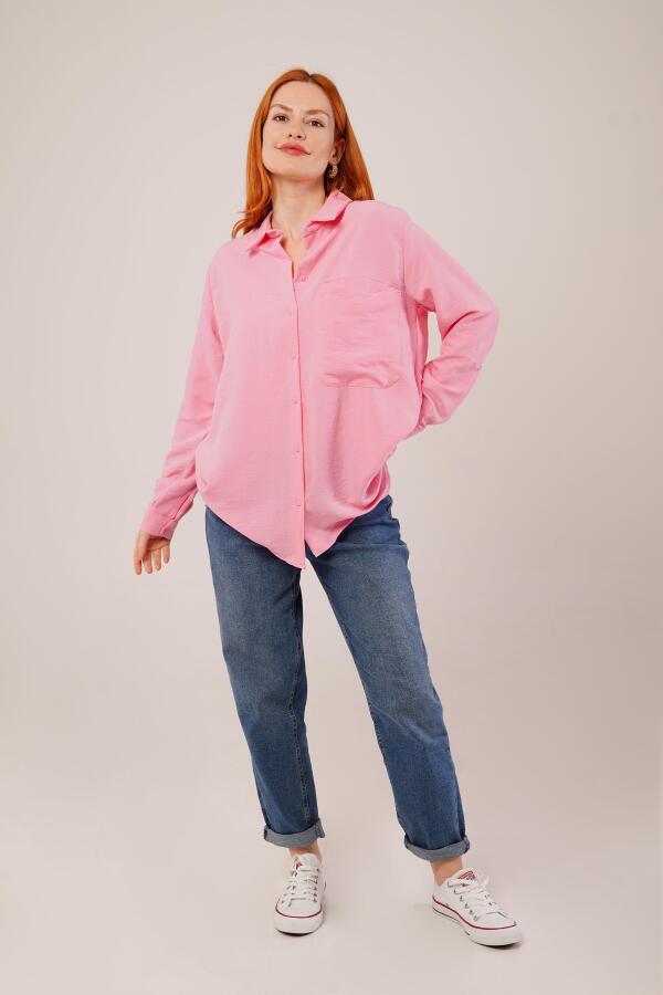 Salaş Kesim Cepli Pembe Gömlek - 2