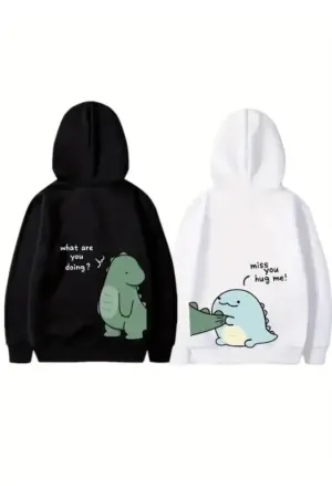 Sevgililer Günü Baskılı Oversize Kapüşonlu Sweatshirt Hoodie - Beyaz - ANGELINO BuyukBedeniz (1)