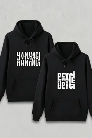 Sevgililer Günü Beyci Hediye Baskılı Oversize Kapüşonlu Sweatshirt - Siyah - ANGELINO BuyukBedeniz (1)