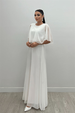 Şifon Kumaş Bolero Detaylı Elbise - BEYAZ - 2