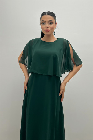 Şifon Kumaş Bolero Detaylı Elbise - ZÜMRÜT YEŞİL - 3