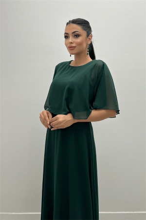 Şifon Kumaş Bolero Detaylı Elbise - ZÜMRÜT YEŞİL - 4