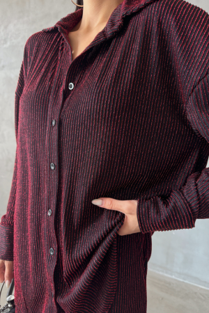 SİMLİ GÖMLEK - PANTOLON TAKIM - Bordo - 4