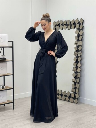 Glittery Tulle Fabric Belted Knit Dress - BLACK - Angelino Moda (1)