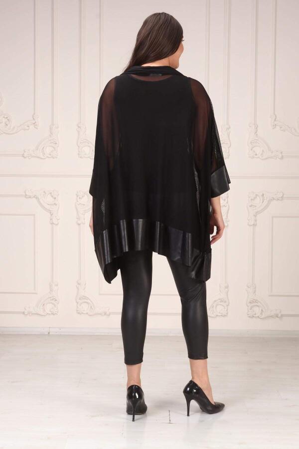 Leather Skirt Tulle Plus Size Tunic Black - 3