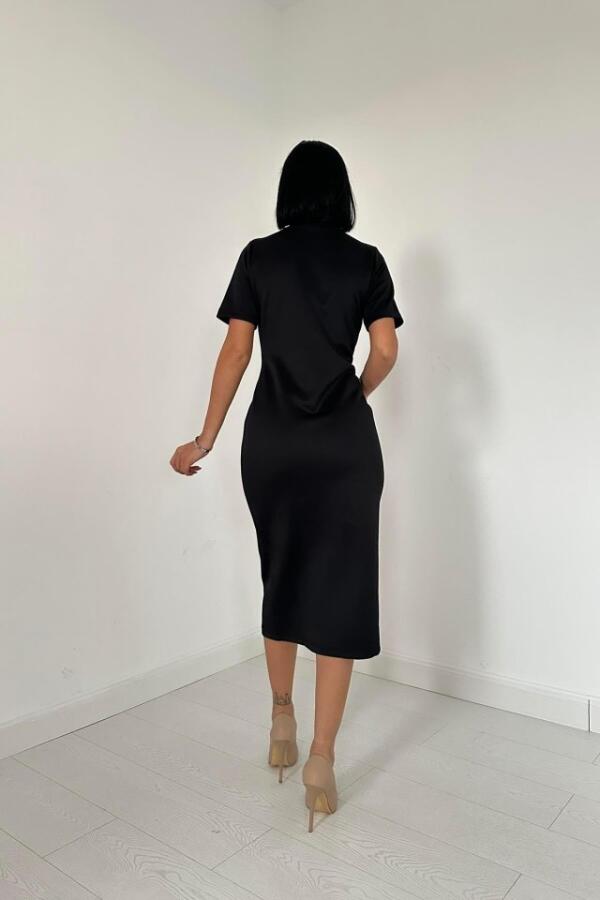 Siyah Balıkçı Yaka Elbise - 4
