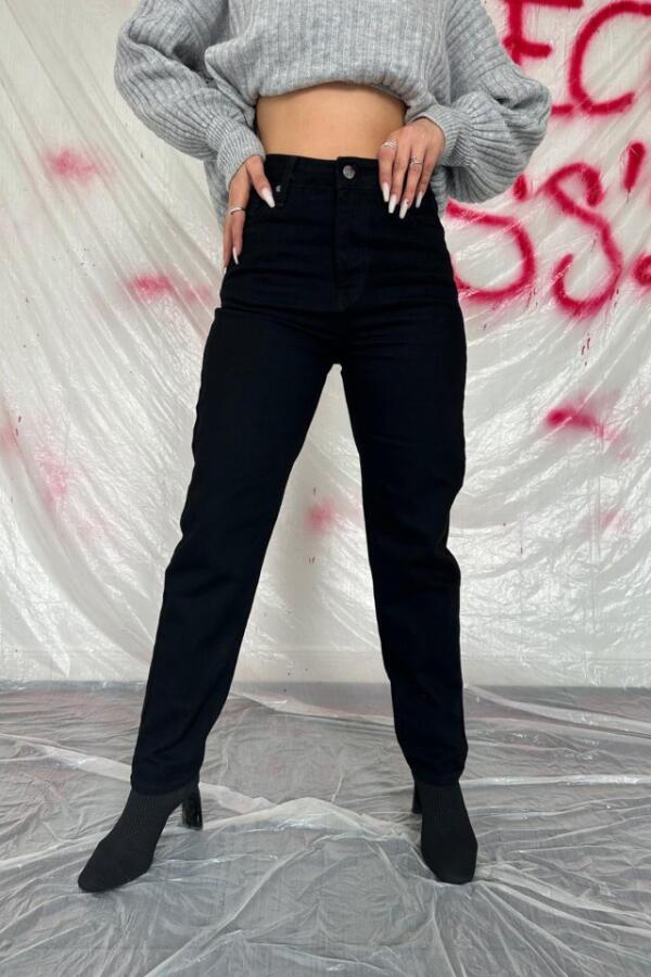 Siyah Boru Paça Jeans Pantolon - 2