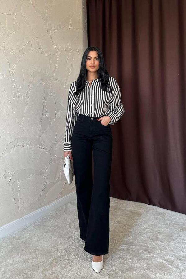 Siyah Çizgili Gömlek - 1