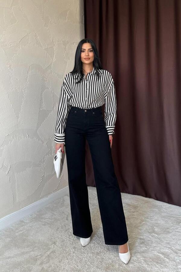 Siyah Çizgili Gömlek - 2