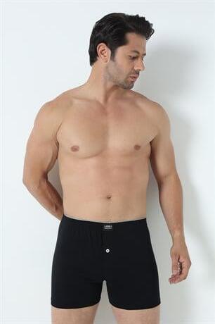 Siyah Erkek Düğmeli Boxer Havlu Bel %100 Pamuk Penye - 8