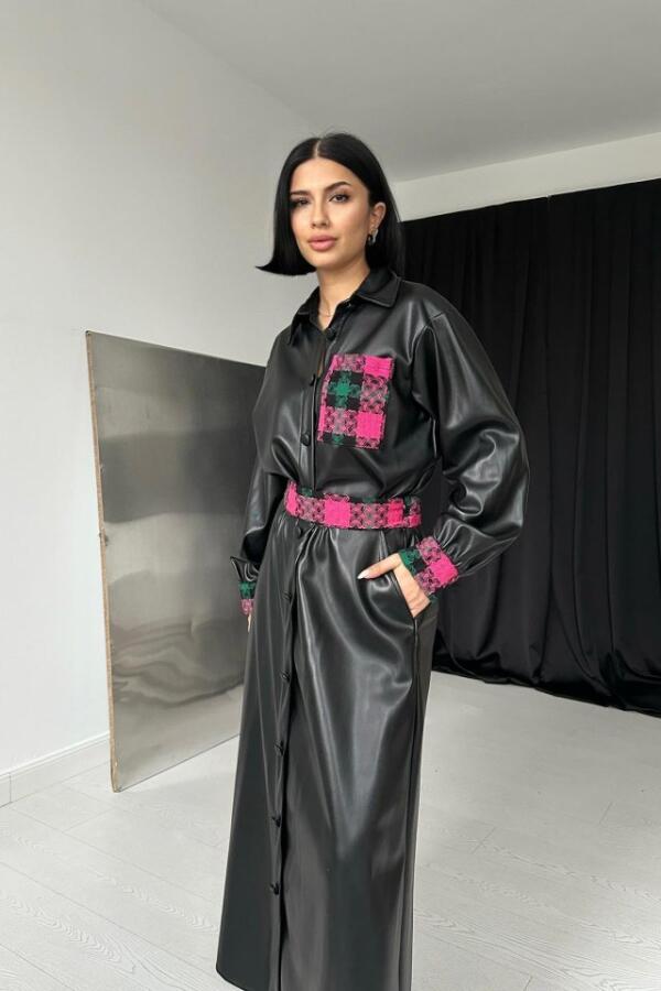 Siyah Garnili Etekli Deri Takım - 3